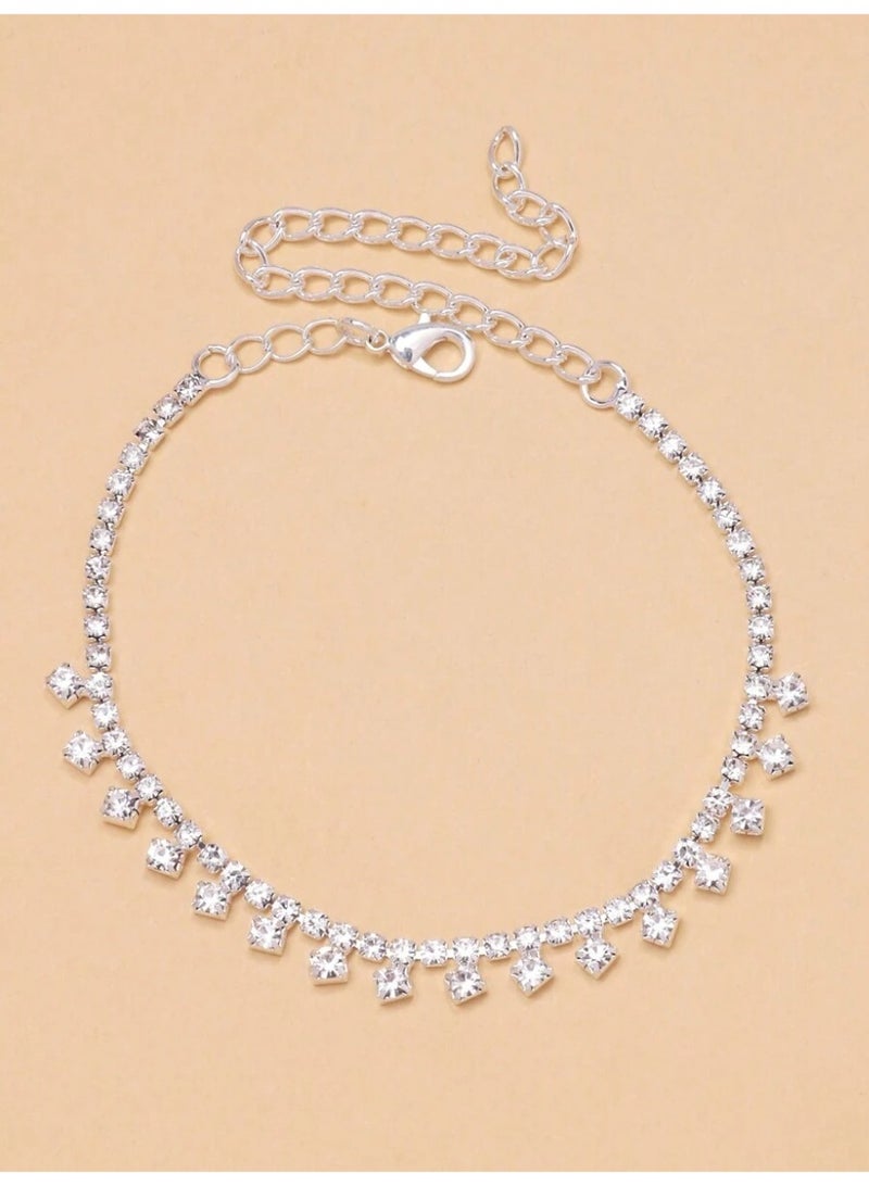 Women’s Silver Rhinestone Anklet – Elegant Shiny Ankle Bracelet for Daily Wear & Occasions - Image 4